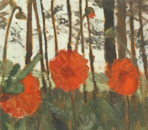 Amapolas en el borde de un bosque de Paula Modersohn Becker